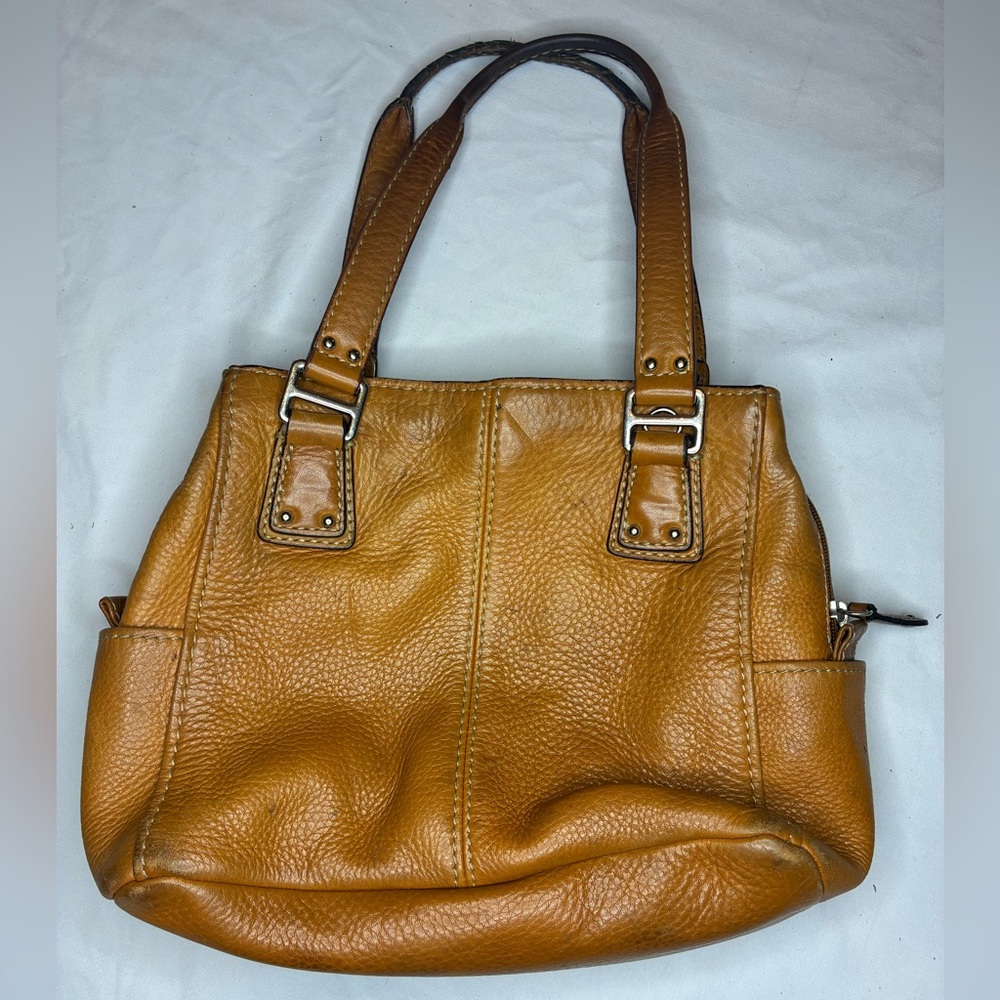 Fossil Genuine Leather Satchel Purse Cognac Brown